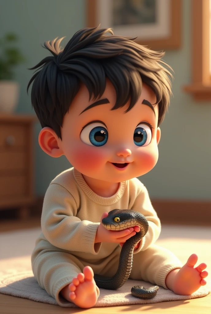 Menino com ar traquinas e fofinho com o cabelo em forma de pulga