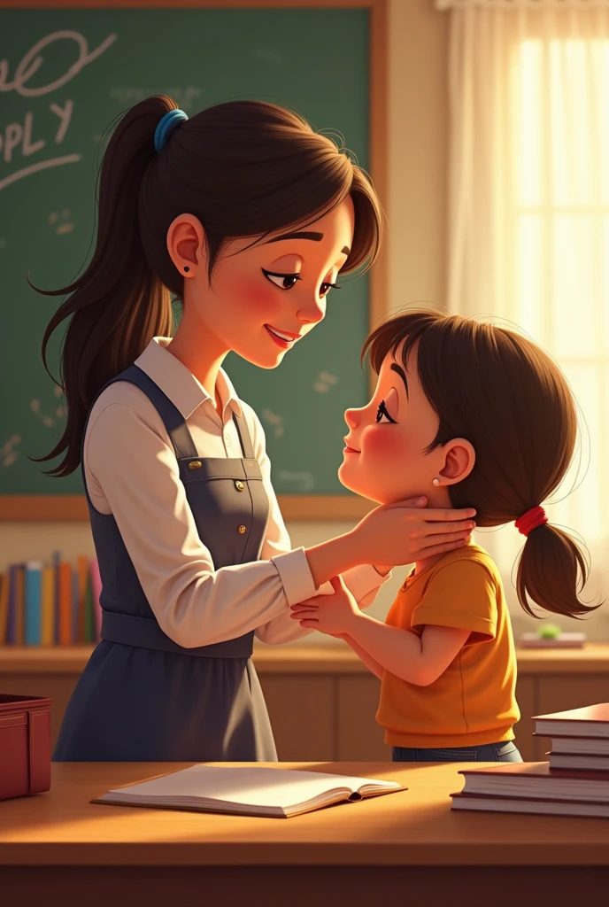 teacher hugging student