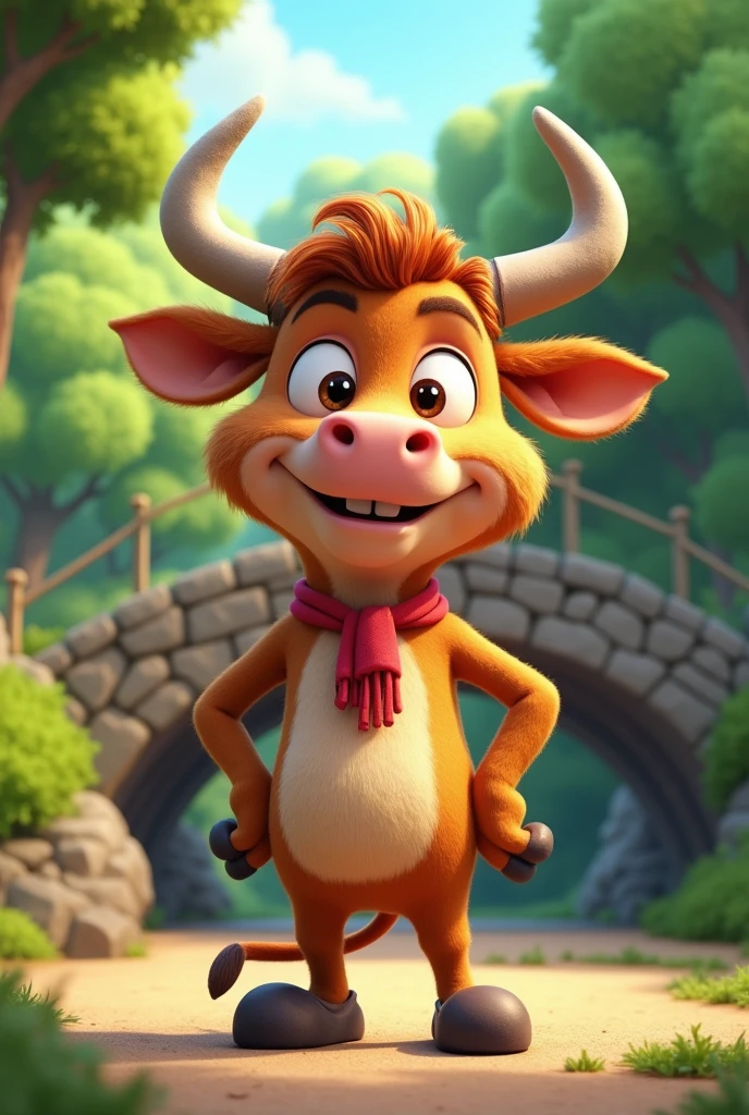 Create me a cute ox standing more realistically standing now make it standing on its hind legs and make it more realistic