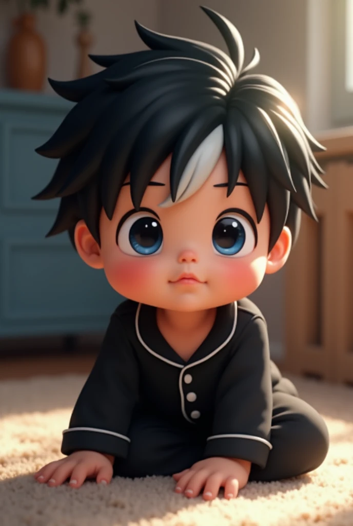 Menino anime triste preto e branco