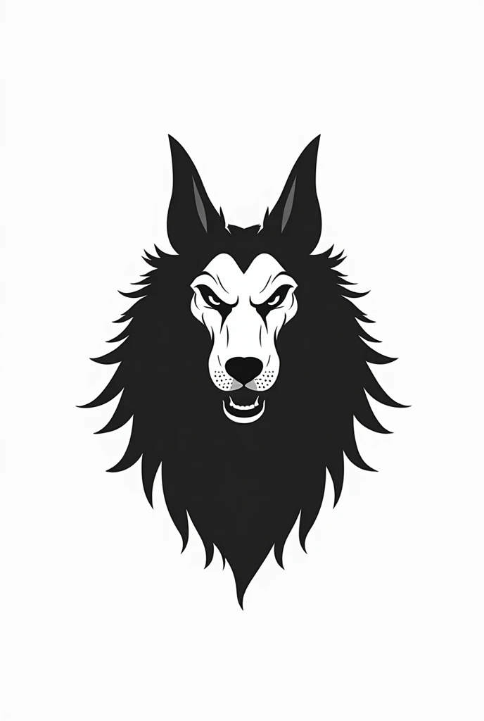Make a logo of the character Cerberus from Greek mythology, where each head will have a different expression , being minimalist , PNG, black and white image, I need it to have three heads, just like the one in mythology.