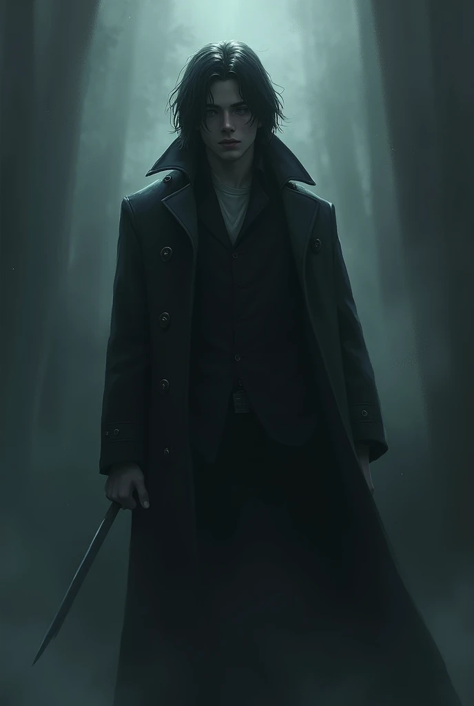 cover of a book whose title is: Shadows of Fate put cold tones and a person man possessed strong masculine disfigured by the shadow this one more without the title