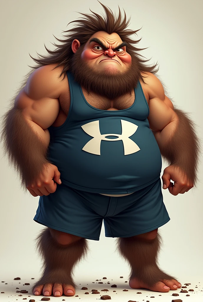 a old man with a huge belly, furry lion, fat ripped , thicc, lowres, giant and fat, danbooru and artstation, heavy detailed, insanely inflated hips, topless, shorts, proportionally enormous arms, fluffy chest, commission for high res, detailed but rough, semirealistoc:1.3