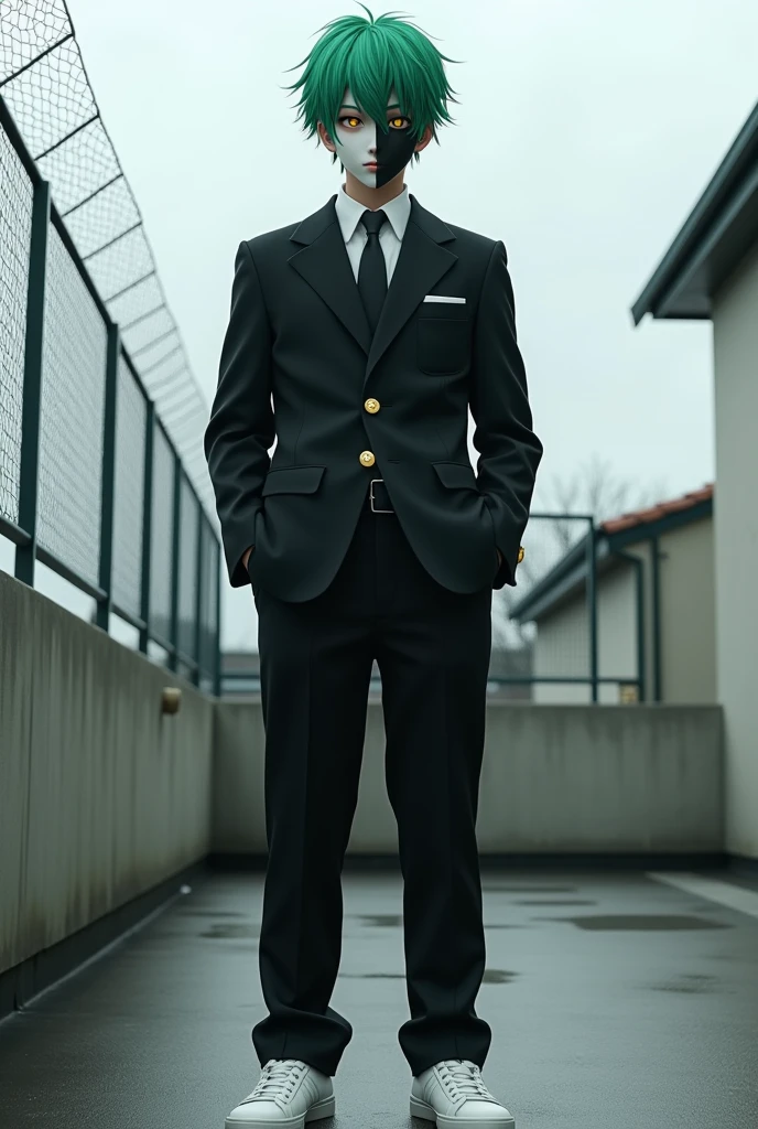 1boy,  boy, school uniform, nerd, realistic, short hair, full body, wide angle, 8k, photography, japan school uniform,
