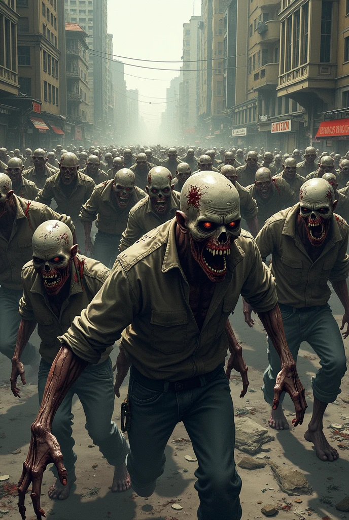 a group of people fighting zombies, (dynamic images),  intense fear and survival