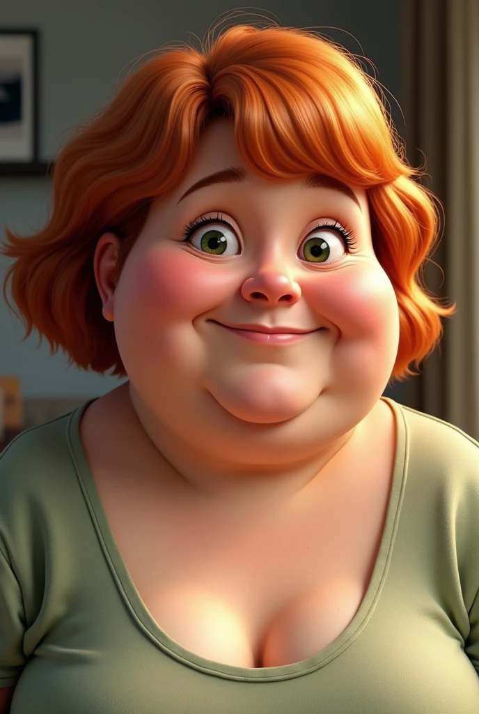 Gustavo white color, hair blonde, chubby green blouse, jeans, at Gordo school
