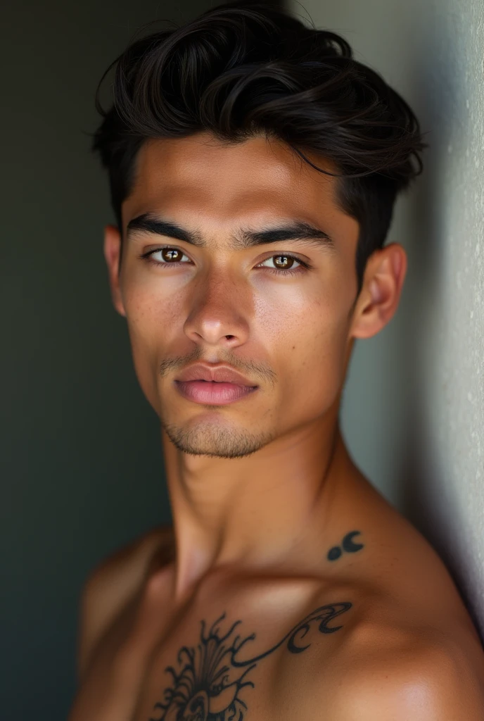 jovem, cute boy from Ceará, Branco, with tattoo on the left arm, meio magro, com barba feita, 22 anos. peito nu, projetar-se pelado, very clearly visible, Remova a cueca, mostrando claramente o volume do no short de jogar bola, Remova completamente a roupa interior, mostrar o corpo completo, fundo nu, erotic body, erotic facial expressions, mama aberta, belas pernas bonitas, medium thighs, cabelos curtos, taxa marginal, parte superior do corpo aberta, , Realistic, circunstanciado, master part, extra film grain, professional lighting, fotografia profissional, cores neutras, cores silenciadas, luzes naturais, Foto realista, good composition, 4k, High definition