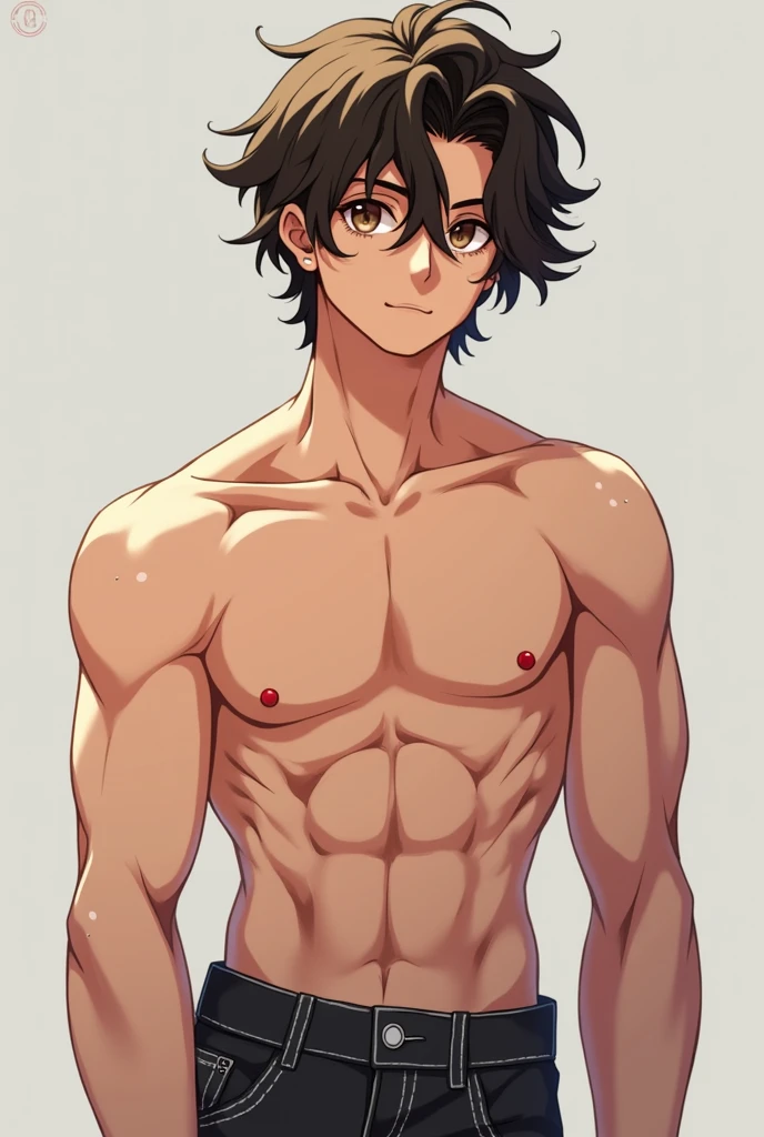 handsome Japanese guy, well-muscled, Upper body naked, wearing nothing, completely naked, 4K, hight resolution, smooth skin, finely detailed skin, TA-Q-BIN, bulge
