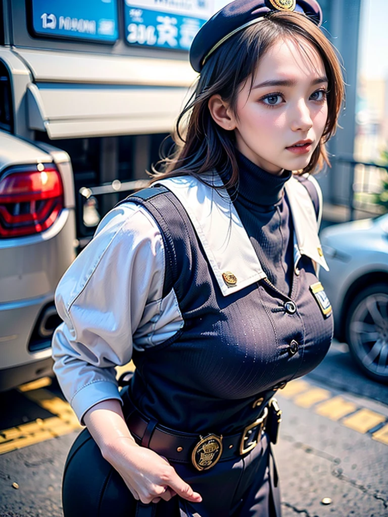 In the midst of a vibrant city, a policewoman embraces a modest approach to her cosplay attire. Her uniform is tastefully tailored, striking a balance between professionalism and modesty. A practical utility belt snugly wraps around her waist, carrying the necessary tools. With a composed yet resolute expression, she exudes an air of authority. A polished badge proudly displayed on her chest and a neat police hat complete her look, ensuring a modest representation while maintaining the essence of law enforcement in the urban landscape.