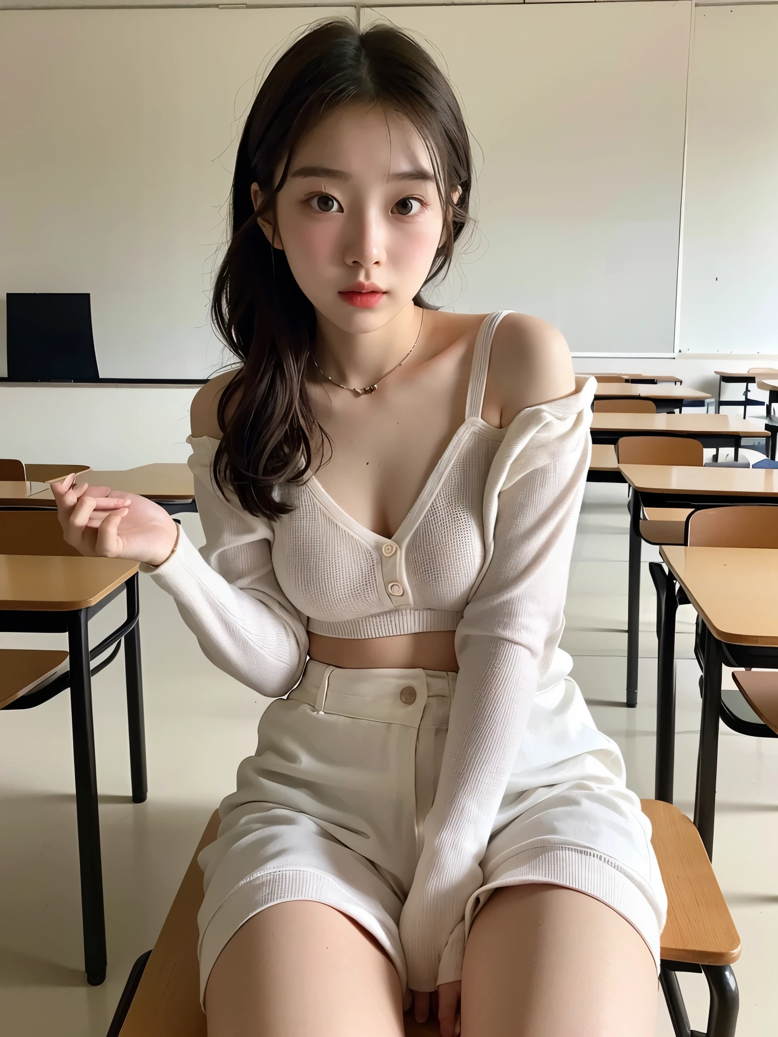 （8k、原始photography、quality、​Masterpiece：1.2）,whole body Esbian,​Masterpiece,quality、ultra high resolution,原始photo,allow,beautiful turd,one person, solo,Eye镜,,dark look,Small,whole body,圆Eye镜、可爱的Small、a japanese lady, permanent,(Eye睛紧绷,bullish,skinny,file,anger,Small山雀,flat chest)、（Realism：1.37）、photon mapping,Light blue ribbon,actual、可爱的Small脸,棕色Eye睛、black socks、red bow tie、radio city、Physically based rendering、prospect、Depth of field lurry background、photo,girly mood, long legs, slim legs, Single knot ponytail,Bun your hair into a bun、shed on chest.、(Bangs are clearly visible), hair, lips, blue_Eye, nose software,  light blue blouse, Navy blue and white plaid pleated skirt, transparent costume,, thigh, Black cotton socks,nogizaka idol, , Japan Ita