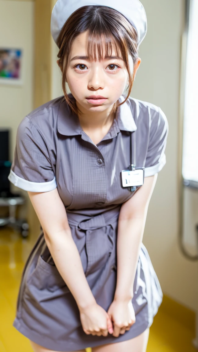 a beautiful young 24-year-old Japanese woman, beautiful, detailed anatomy, beautiful skin, random hair color and hairstyle, big breasts, nurse hat, (nurse uniform:1.3), nurse cap, full body shot, high heels, hospital, (best quality,8k, masterpiece:1.3), (extremely detailed:1.2), sakuradahiyori