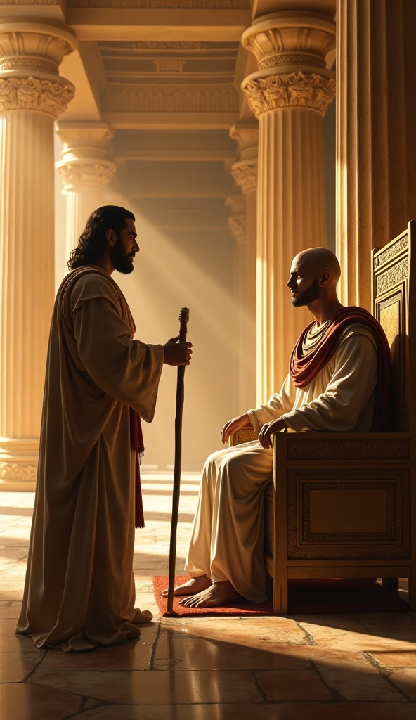 Biblical character Joseph speaking to Pharaoh 