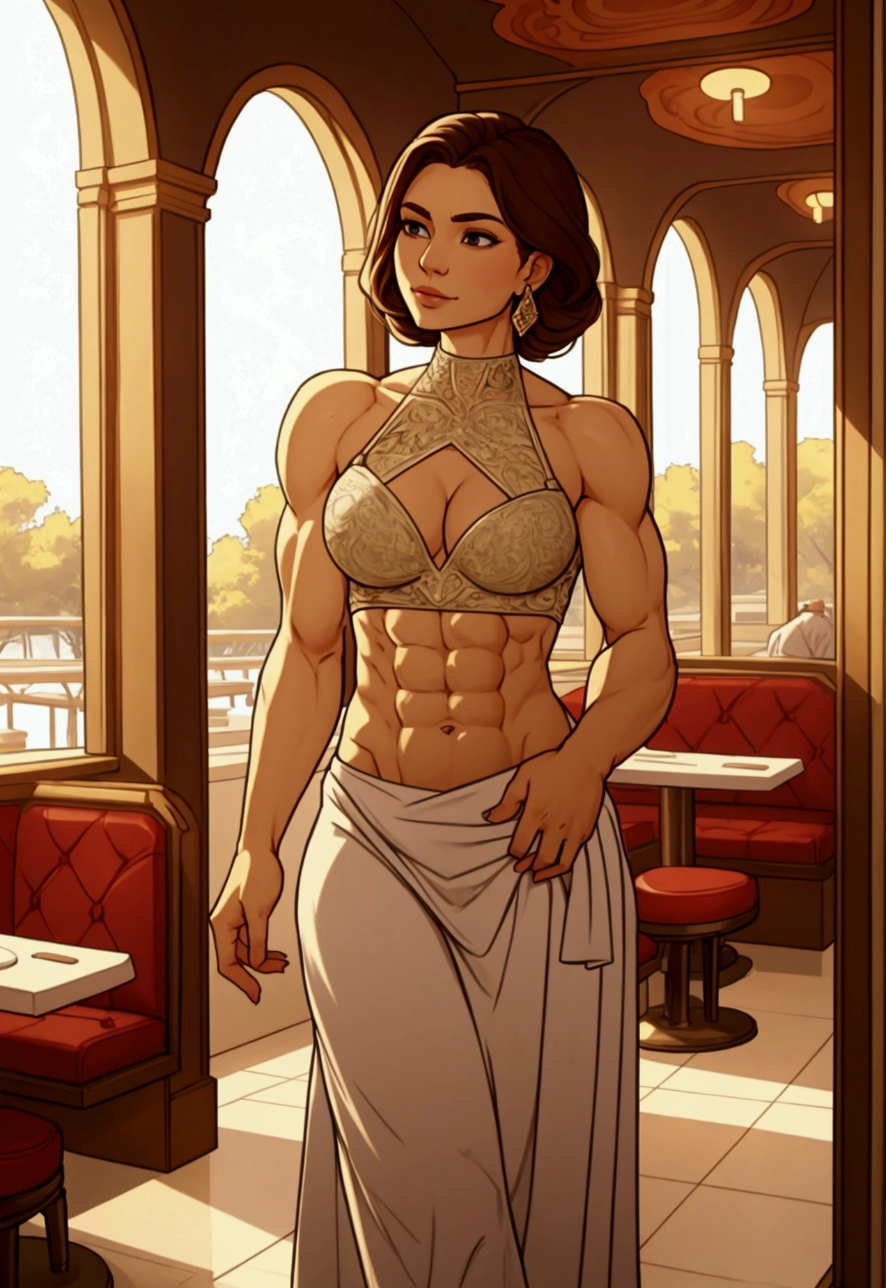 woman restroom abs