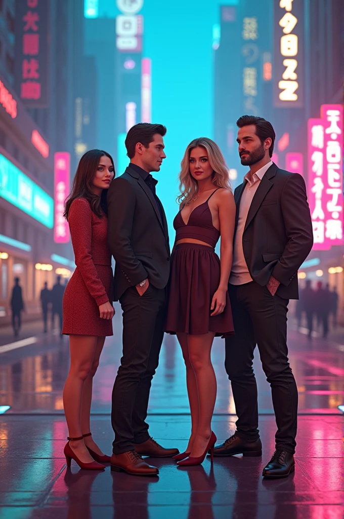 A man with 2 women,in vegas street