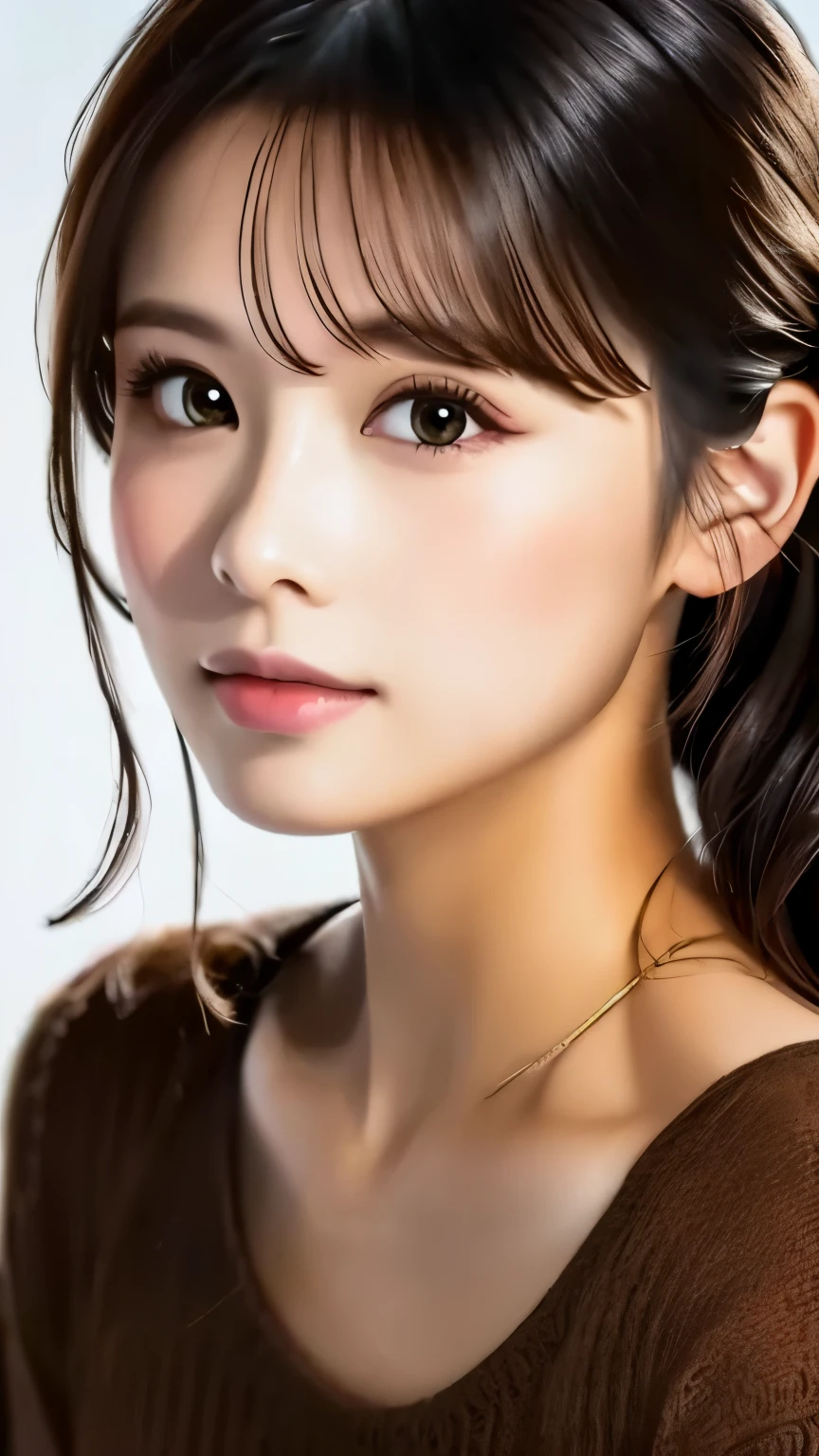 (Representative works:1.3)、(8k、 realistic 、 RAW photo、 Max Image:1.4)、(30 year old mature woman)、 small face 、 beautiful face、( realistic  Face)、 no makeup in the coal mine、  natural makeup、light makeup、 (  lots of dark brown hair )、 Beautiful Hairstyles、 realistic  eyes、 blonde twin tails 、 ( realistic skin)、 beautiful skin 、 ( sweater)、 Confused、 charm、超 high definition 、 super real 、  high definition 、Golden Ratio