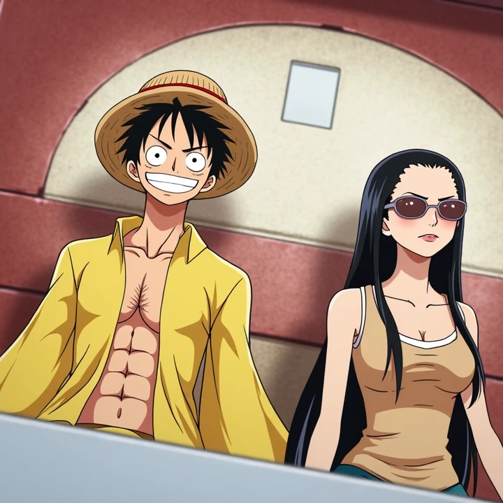 Luffy e Nico Robin, Cute serious face