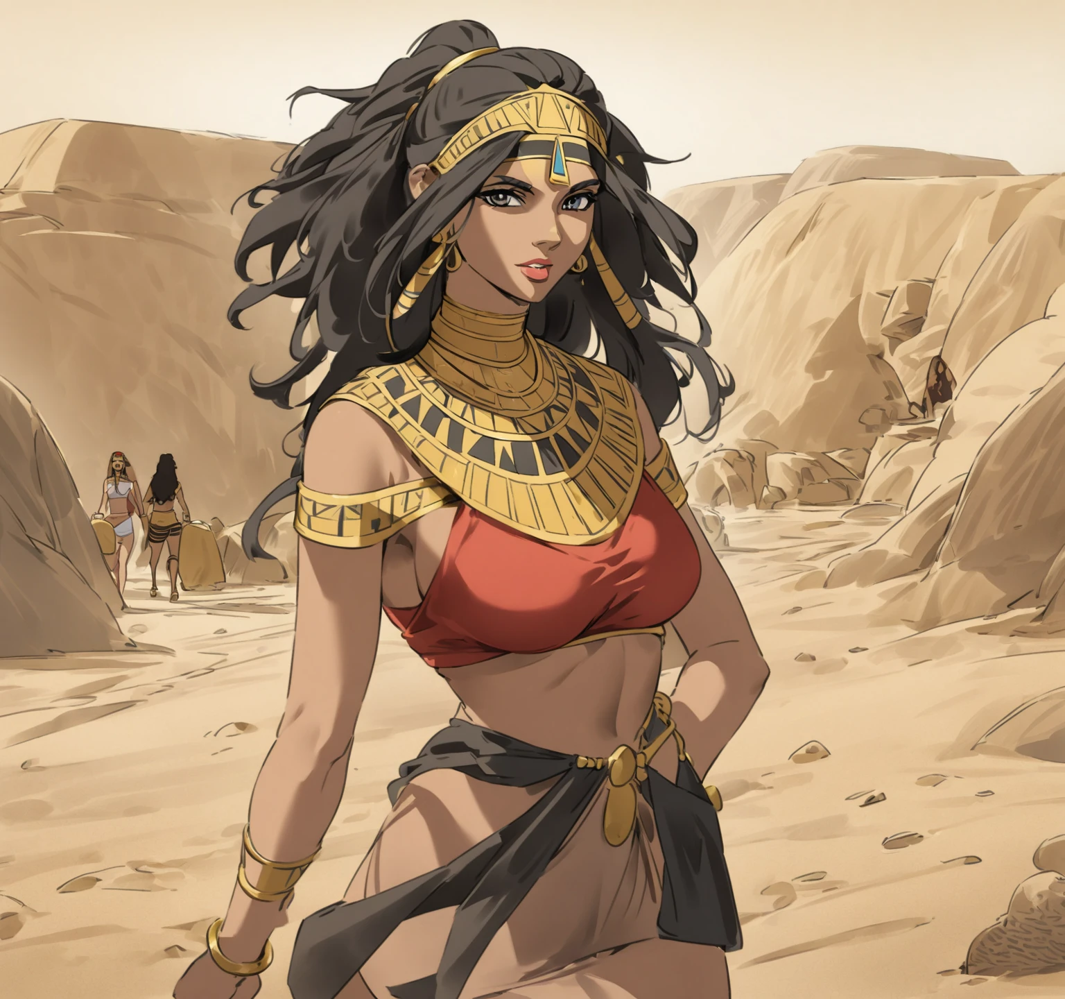 A tribe of fantasy humanoids greatly resembling Cheetah (they wear loincloths (and breast drapes if they are women), and carry long spears) Safe for work, plains of Africa