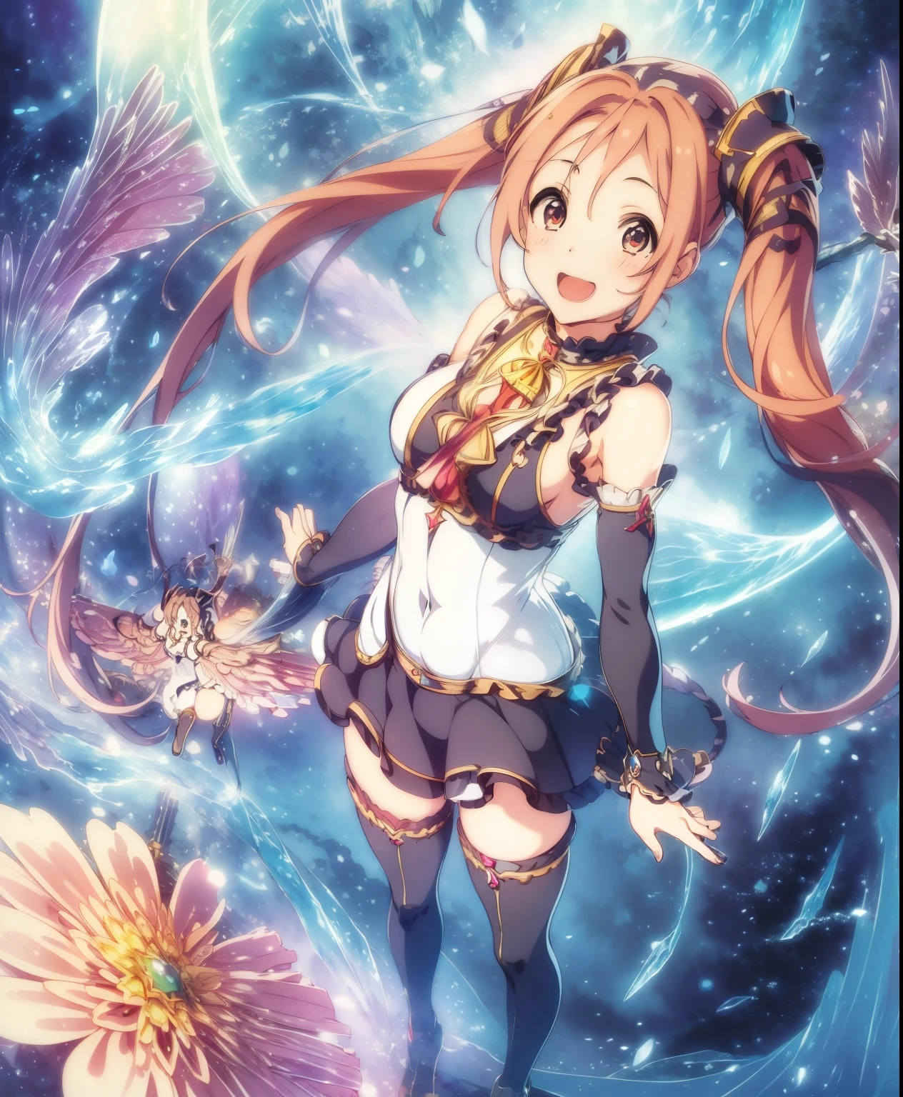(masterpiece、 best quality、 best quality、 Official Art、 beautiful and beautiful :1.2)、( one girl:1.3) Hatsune Miku 、 twin tails, Beautiful breasts, magic 使いのローブを着たライアン・ゴズリング, Icemancer, d&d art, Fantasy Art , Seb McKinnonによる, Details, trending Artstation , magic : Meeting