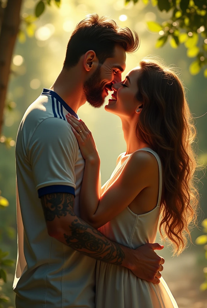 A cute couple doing lip kiss