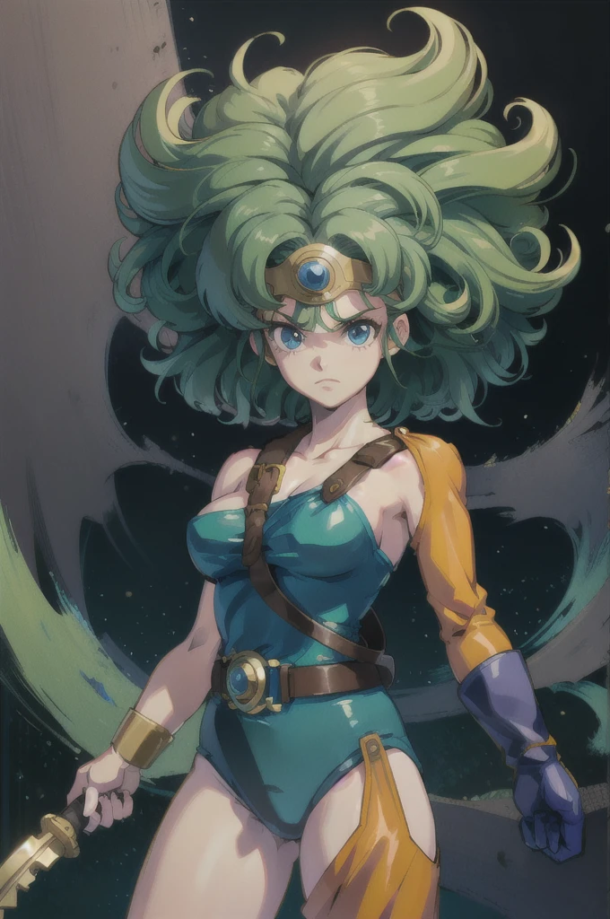 (((SFW、sound、Highest quality、Top notch work、Normal body、、Detailed face、Ultra-precision、Normal hand、のrefer、5refer、Highest)))、beautiful girl、Green Hair、yamato nadeshiko、Small breasts、Shortcuts、Blue leotard、Muscular、Black paleo skirt、Red Cape、Circlet、Dragon Quest、Female Heroes、 Fight、Fight準備完了、Sweep with a sword、Please put your hands together in front of you.、Place your hands behind your back、Please put your hands on your hips、cover your chest with your hands、((Executed perfectly:Frame yourself from head to toe,Standing posture,Draws in great detail、There is no anatomical problem))、forest