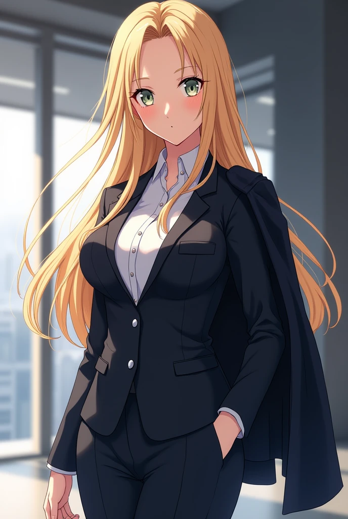 (masterpiece, highres, best quality:1.2), 8K, highly detailed, intricate, colorful, vibrant image, sharp focus, cinematic) blonde hair, long hair, green eyes, body builder (Wearing black business outfit, black_collared shirt cropped jacket ,tie,necktie,black frilled skirt, garter straps, leather waist belt) (big perfect round breasts,hourglass body, thin waist,very thin waist, Photo realistic,(hyperrealistic:1)beautiful, masterpiece, best quality, extremely detailed face,perfect face,beautiful face, perfect lighting,detailed eye makeup, detail face, nice detailed eyes,nice hands, perfect hands,glowing eyes (realistic pupils,realistic iris:1) heavy eye makeup,(empty Casino)(Posing dynamically)