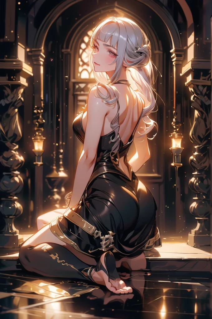 cleavage, Big breasts, Jewelry, Rich, Elegant, Attractive, 16 K, nffsw, nffsw, Raiden General, Best Quality, masutepiece. (Cinematic Digital Artwork: 1.3), High quality, masutepiece, of the highest quality, Super Detail, Illustration, [4K digital art],lndswgnr, (Sharp Focus: 1.5), (Moody lighting:1.2), depth of fields, bokeh, 4K ,(masutepiece:1.3), High resolution,  ultra-detailed, the Extremely Detailed CG Unity 8K Wallpapers, Realistic, Photorealsitic, Raw photo, beautifull detailed face, pale skin, realistic glistening skin, Detailed Cloth Texture, detailed hair texture, Perfect body, Beautiful face, acurate, Anatomically correct, Highly detailed face and skin texture, Natural neck length, (Beautiful hands), (Fair skin:1.2), thin legs, Thin feet, Detailed people,A detailed face,Detailed background,big breast,shamefull expassion, Double eyelids,smile,church