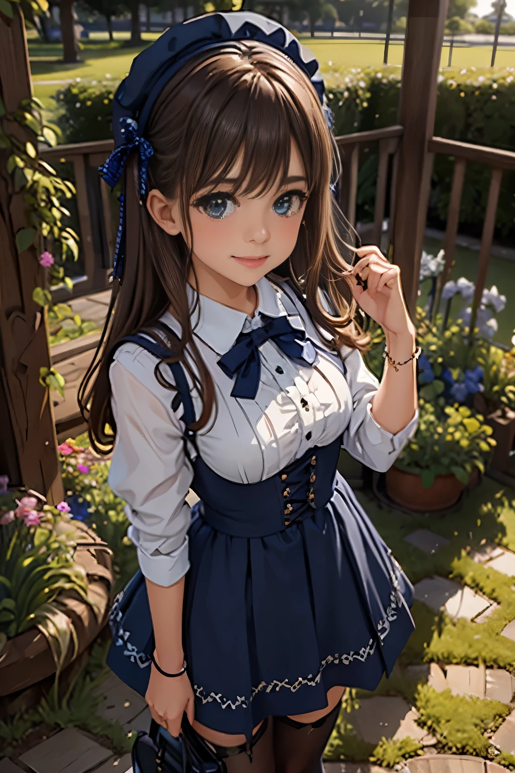  score_9,  score_8_up,  score_7_up,  source_Anime BREAK，nsfw，( detailed biography :1.2)， fisheye lens，High image quality， best quality,  A quiet outdoor scene unfolds at dusk ,  The sparkling blue sky transforms into a canvas of sparkling stars . Beautiful young girl,  adorned with a navy blue ribbon Wearing a stunning white and black gothic maid dress,  is standing in lush green grass . Her companion , Adorable Toddler ,  is wearing a charming maid hat with a ruby accessory ,  is complemented by black stockings and shoes .  The  shines with joy ,  they look up at the celestial exhibit and smile brightly together 