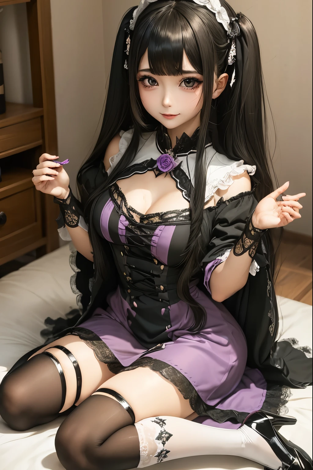 ハードな dark gothic メイク、Dark black eyeshadow、 sad、Good skin radiance、 dark gothic 、 dark smile 、palace、The beauty of fragrance、24 years old、knee-high socks、 pantyhose、Masturbation facial expressions、Extremely fair skin、 rich expression of pleasure 、 uncomfortable expression 、 dark gothic 、 best quality、Drunk face、Purple maid outfit、Mysterious、noble、 affectionate smile 、Right eye is blue、Left eye is red、 super careful pose 、Platform heel shoes、 heavy makeup、Gothic Clothing、Long Hair Straight Hair、Cute Gothic Dresses、 beautiful face、Elegant features、 attractive face 、 Stained Glassの背景、Chest glistening with sweat、The room is dark、goth long dress、Bell Sleeves、Wizard Sleeve、Decadent look、 sexually excited expression、 handmade on the bed 、 I have a synthesizer instrument nearby 、 sitting on the bed 、Sad look、Rose Maiden、The embroidery is pink、 The dress has pink embroidery、 thigh high socks 、knee-high socks、 gentle expression 、dark black eye shadow、 Stained Glassとバラの背景、 branching is a little lonely 、Female Duo、Female couple、 dark church background 、 Stained Glass、black metal world、Dark Castle 、 slender body 、gothic long dress、 Victorian Dress 、 small breasts、 room full of roses 、 I'm worried because of roses 、 My body is wet and shiny 、 My feet have a lot of glitter、I am sweating、 My feet are sticky from sweating 、My feet are sweaty 、My whole body is sweaty and shiny、I've sweated a lot 、My feet are sweaty 、 My wet feet are shiny from sweat 、 A pig that got wet with oil and became shiny 、 white body 、 wet shiny pig water 、 beautiful legs、Outstretched legs、Put your hands on the bed、Super beautiful straight hair、Straight hair to the ends、Straight perm hair、 making the butt of the bed 、sitting with her legs spread wide、 has small breasts、Panting expression、 masturbation expression 、 transcendental white skin 、 playing the synthesizer 、The synthesizer shines、 My pot is shining with sweat 、 touching the synthesizer 、Playing a keyboard instrument、Synthesizer performance、Hide your chest、Playing keyboard instruments、Piano performance、 thigh high socks 、