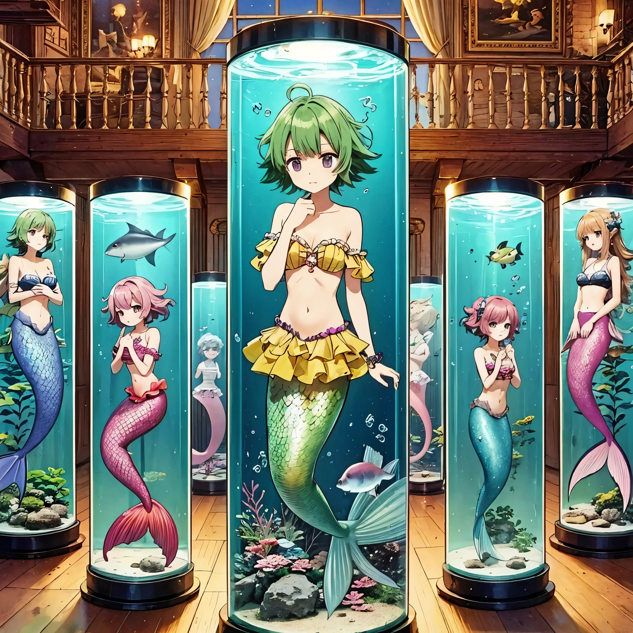 Luxury House,Aquarium,mermaid,despair