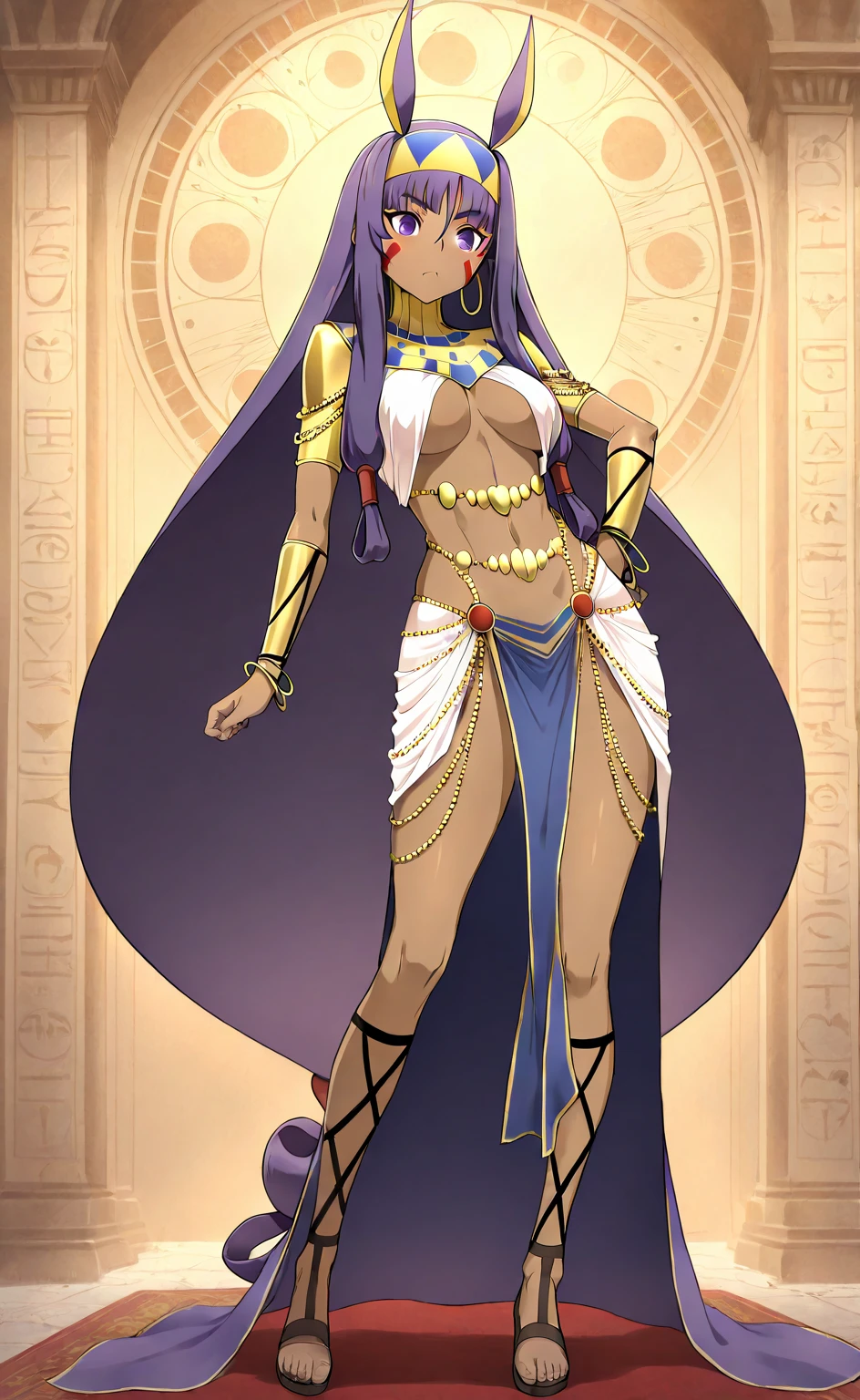 high resolution, masterpiece, necessary, detail, best quality, quality, necessary, details, High details, Precise, full body
 
1girl, ufotable style, ufotable anime, 

Nitocris, nitocris (fate), nitocris Fate Grand Order, fate,  Fate Grand Order, long hair, purple hair, purple eyes, tan skin, animal ears,

