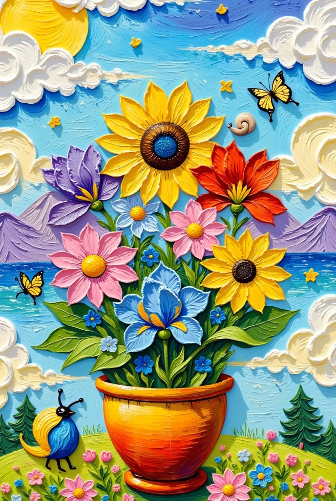 bird, blue bow, blue butterfly, blue flower, blue ribbon, blue rose, bouquet, bug, butterfly, cloud, colored pencil \(medium\), colorful, daisy, field, flower, flower field, flower pot, garden, green flower, holding bouquet, holding flower, hydrangea, leaf, lily \(flower\), marker \(medium\), moon, morning glory, mountain, no humans, orange flower, outdoors, painting \(medium\), painting \(object\), petals, piano, pink flower, pink rose, plant, potted plant, purple flower, purple rose, rainbow, red flower, red rose, rose, snail, sunflower, sunset, thorns, traditional media, tulip, vase, water, watercolor \(medium\), watering can, white flower, yellow flower, yellow rose