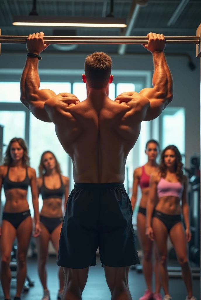 Two handsome slim shirtless men in black pants against the wall, one raising his arms up, the other touching the wall in the opposite direction