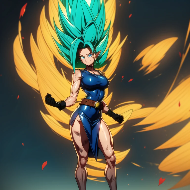 dbsuper style, 1
Girl, captain mizuki, green aura, super saiyan's aura, belt, pointed ears, elf ears, ocean-green colored hair, huge hair, bruise, bruise on face, clenched hands, frown, gloves, blue eyes, grey gloves, evil grin, medium breasts, Aura around her, solo, high ponytail, mouth opened, furious, Magician's clothes, Long skirt with under-shorts,  powering up aura
, ((masterpiece)) 
