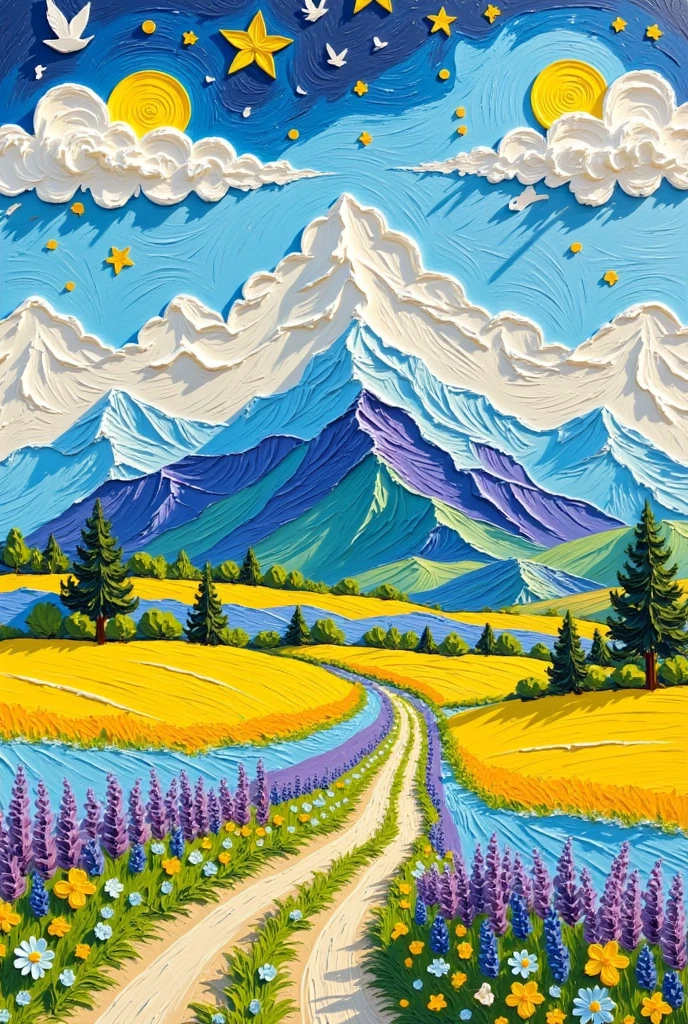 A texture painting：Beautiful countryside