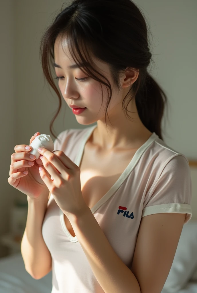 ((highest quality、8k、masterpiece:1.3))、Beautiful woman、Big Breasts:1.3、Licking the penis、whole body、Grab your penis、Oral sex,Blowjob,Blowjob, Cum on face、Facial、 Milky on the face、Putting semen on your face、 on the face、Big Breasts、Large areola、Beautiful legs、Long legs、whole body