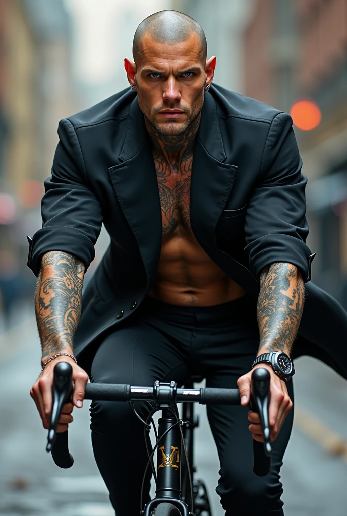 Bodybuilder boy with bike
