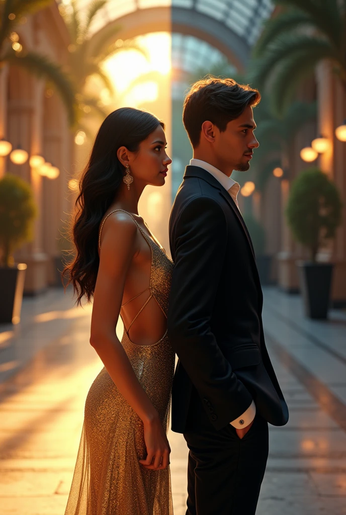 create a movie poster a close up of a woman in a dress standing next to a man in a suit, the gunman behind him, mafia background hyper detailed, mafia, mafia, official, action film, hannibal, action thriller,