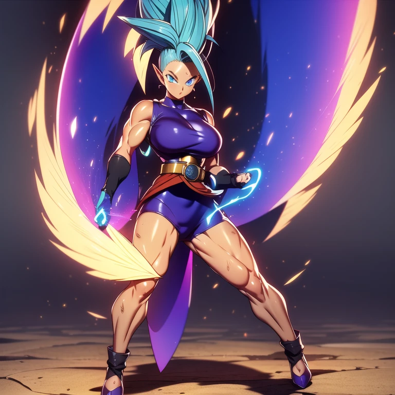 dbsuper style, 1
Girl, captain mizuki, green aura, super saiyan's aura, belt, pointed ears, elf ears, light-blue colored hair, huge hair, bruise, bruise on face, clenched hands, frown, gloves, blue eyes, grey gloves, serious, medium breasts, Aura around her, solo, high ponytail, mouth opened, furious, saiyan armor, armor,  powering up aura
, ((masterpiece)) 
