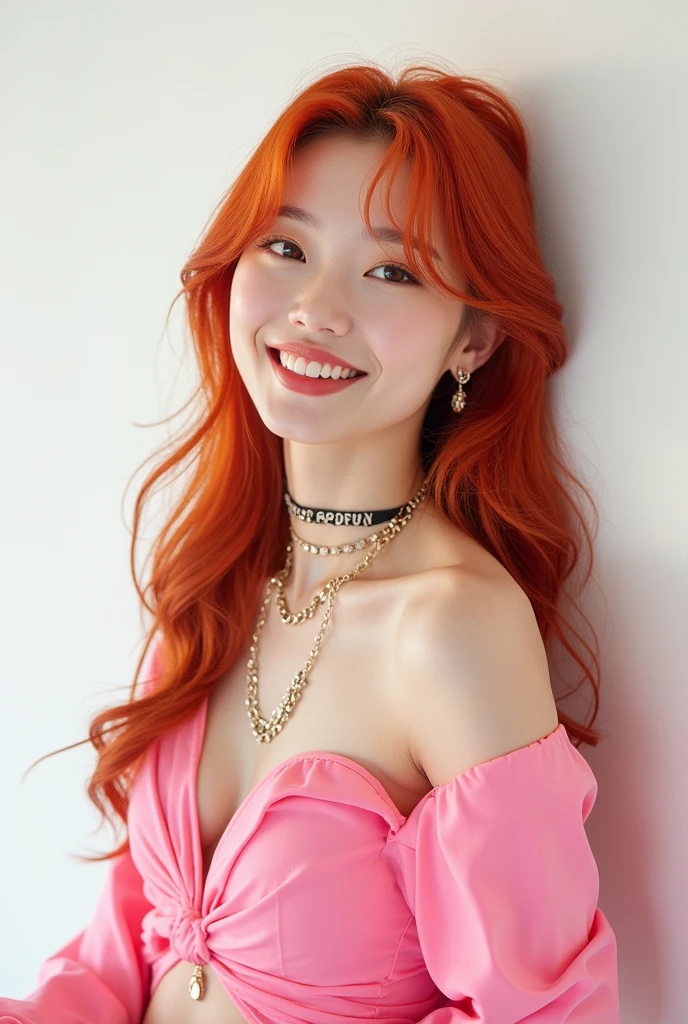 Holding a bird Girl Red hair smile Big Breasts Tank top Real Cinema Lighting Highest quality 8k
