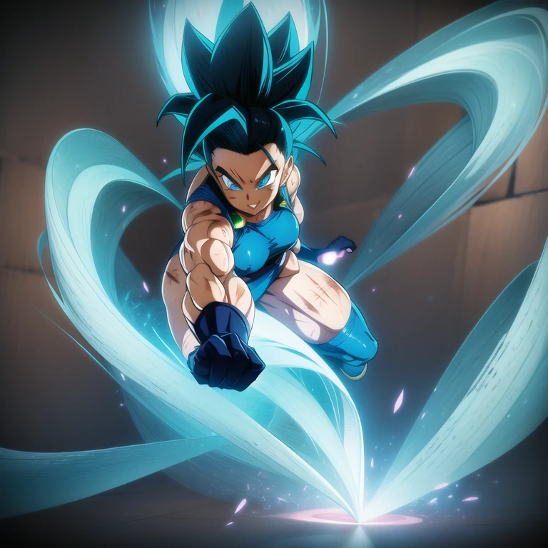 dbsuper style, 1
Girl, captain mizuki, green aura, super saiyan's aura, belt, pointed ears, elf ears, navy blue colored hair, huge hair, bruise, bruise on face, clenched hands, frown, gloves, blue eyes, grey gloves, evil grin, medium breasts, Aura around her, solo, high ponytail, mouth opened, furious, saiyan armor, armor,  powering up aura
, ((masterpiece)) 
