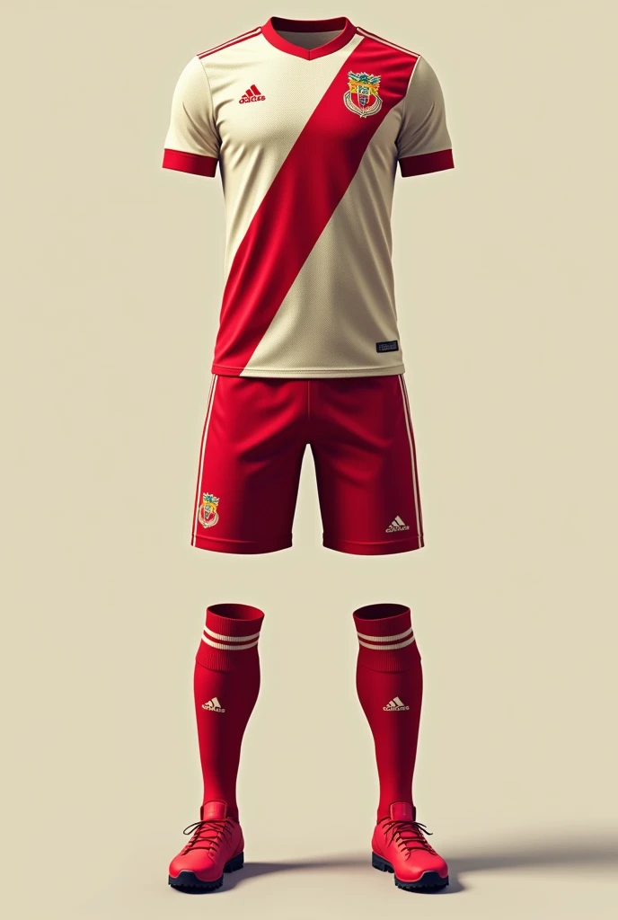 Create complete river plate uniform with light gray color with wine 3d presentation