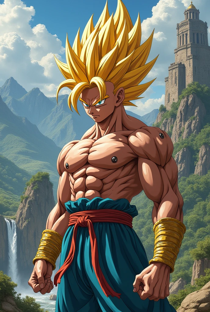 a close up of a man with a muscular body and a chain around his neck, broly, photorealistic human goku, super saiyan, son goku as the incredible hulk, goku in real life, dragon ball concept art, human goku, character dragonball, highly detailed portrait of goku, super saiyan goku, detailed digital anime art, goku from dragon ball
