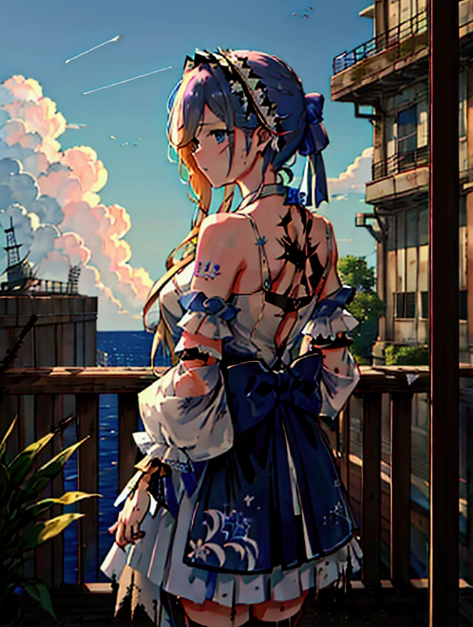  best quality, masterpiece,  super high resolution、 azur lane 、Defeated Hood 、 Tattered Clothes 、scratch、 covered in dirt、Disappointed look、 azur lane の執務室