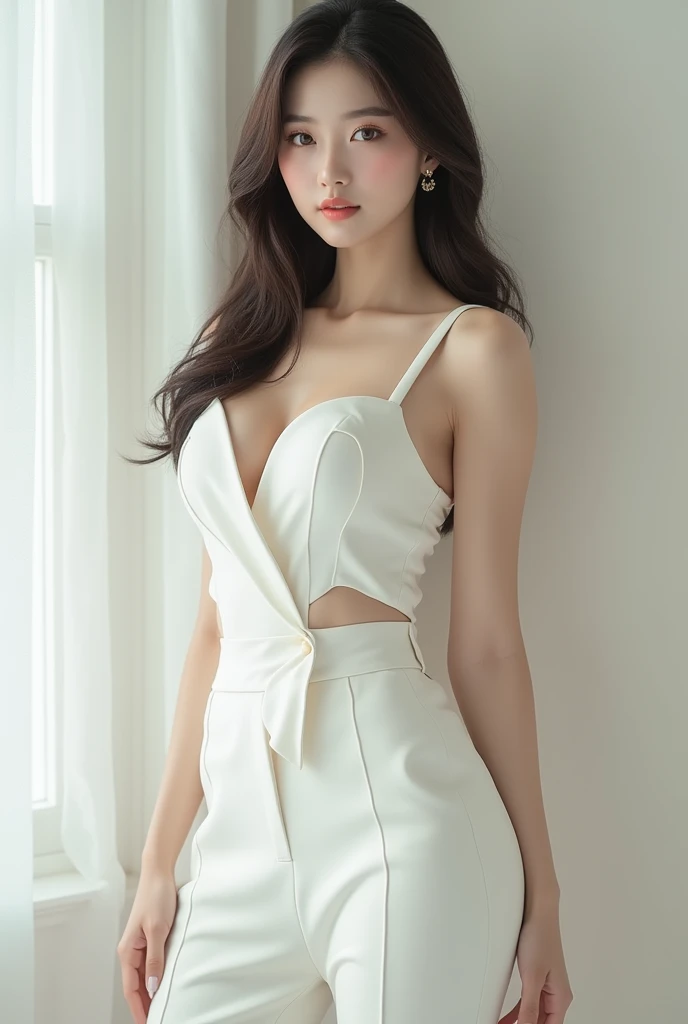 ((upper nude)),((Waist-up nude)), ((big breasts)), ((big breasts)),((wearing necklace)),((naked)),((Waist-up nudes)),((Waist-up nude)),(hairless_pussy)), wavy hair, brown hair, a 25 years woman, ((white aodai)),white weddingsdress, ((upper body)),wedding dress