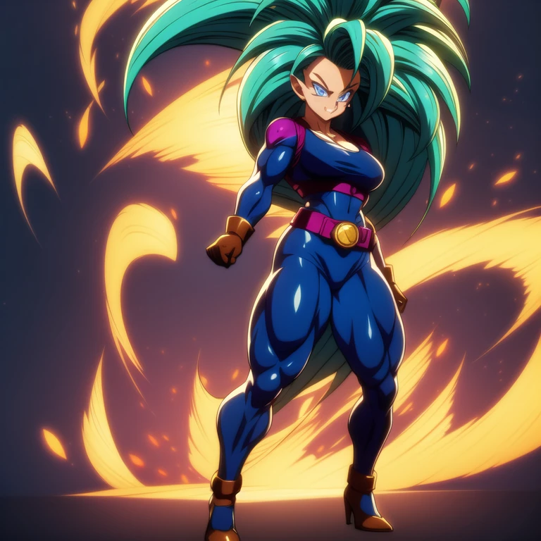 dbsuper style, 1
Girl, captain mizuki, green aura, super saiyan's aura, belt, pointed ears, elf ears, navy blue colored hair, huge hair, bruise, bruise on face, clenched hands, frown, gloves, blue eyes, grey gloves, evil grin, medium breasts, Aura around her, solo, high ponytail, mouth opened, furious, saiyan armor, armor,  powering up aura
, ((masterpiece)) 
