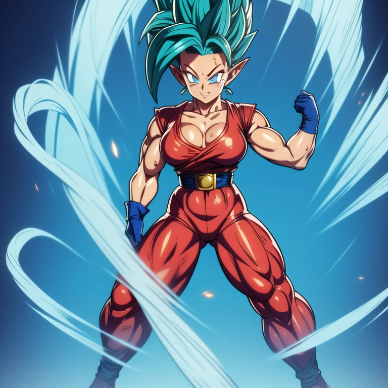 dbsuper style, 1
Girl, captain mizuki, green aura, super saiyan's aura, belt, pointed ears, elf ears, navy blue colored hair, huge hair, bruise, bruise on face, clenched hands, frown, gloves, blue eyes, grey gloves, evil grin, medium breasts, Aura around her, solo, high ponytail, mouth opened, furious, saiyan armor, armor,  powering up aura
, ((masterpiece)) 
