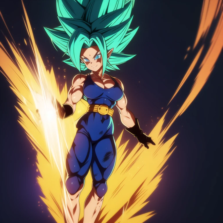 dbsuper style, 1
Girl, captain mizuki, green aura, super saiyan's aura, belt, pointed ears, elf ears, navy blue colored hair, huge hair, bruise, bruise on face, clenched hands, frown, gloves, blue eyes, grey gloves, evil grin, medium breasts, Aura around her, solo, high ponytail, mouth opened, furious, saiyan armor, armor,  powering up aura
, ((masterpiece)) 
