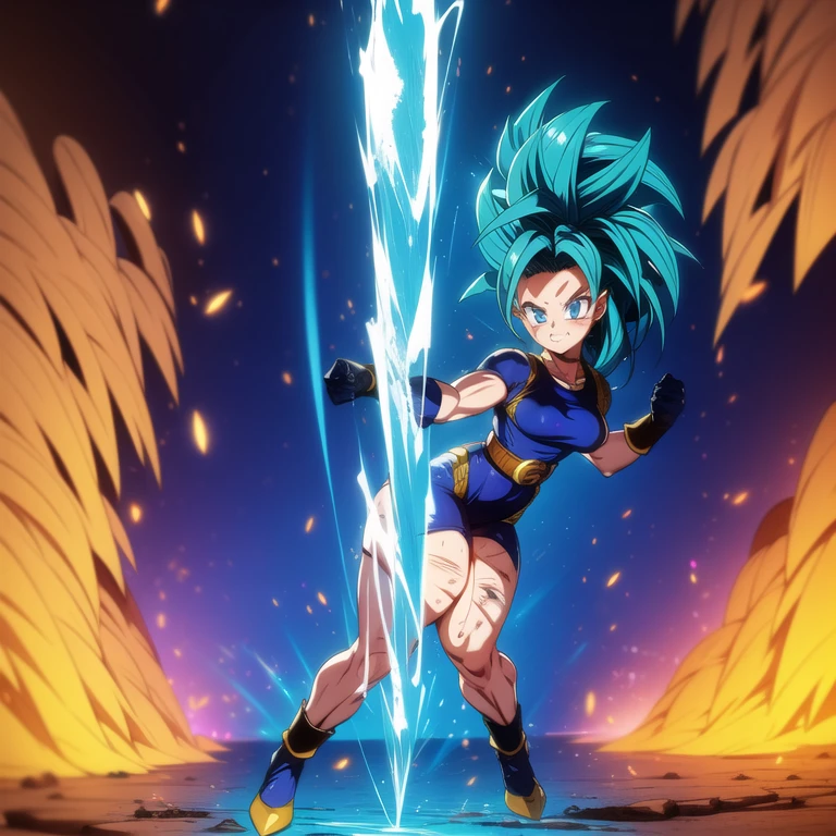 dbsuper style, 1
Girl, captain mizuki, green aura, super saiyan's aura, belt, pointed ears, elf ears, navy blue colored hair, huge hair, bruise, bruise on face, clenched hands, frown, gloves, blue eyes, grey gloves, evil grin, medium breasts, Aura around her, solo, high ponytail, mouth opened, furious, saiyan armor, armor,  powering up aura
, ((masterpiece)) 
