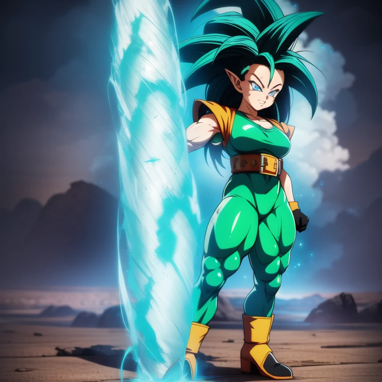 dbsuper style, 1
Girl, captain mizuki, green aura, super saiyan's aura, belt, pointed ears, elf ears, navy blue colored hair, huge hair, bruise, bruise on face, clenched hands, frown, gloves, blue eyes, grey gloves, evil grin, medium breasts, Aura around her, solo, high ponytail, mouth opened, furious, saiyan armor, armor,  powering up aura
, ((masterpiece)) 
