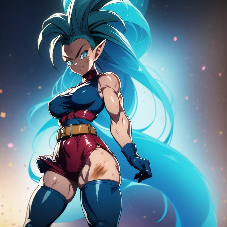 dbsuper style, 1
Girl, captain mizuki, green aura, super saiyan's aura, belt, pointed ears, elf ears, navy blue colored hair, huge hair, bruise, bruise on face, clenched hands, frown, gloves, blue eyes, grey gloves, evil grin, medium breasts, Aura around her, solo, high ponytail, mouth opened, furious, saiyan armor, armor,  powering up aura
, ((masterpiece)) 
